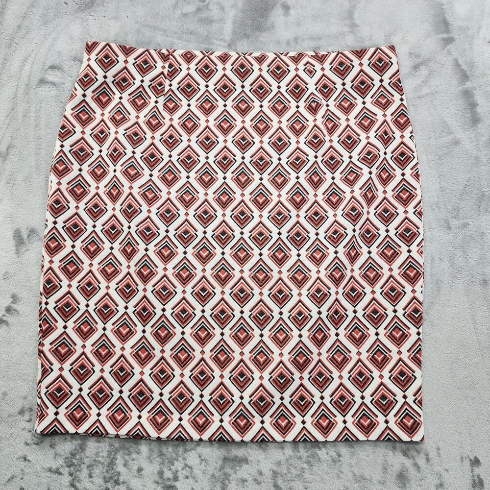 Vintage Roz&Ali Skirt Womens 2X Multicolor Geometric Pull On Pencil Mini Stretch